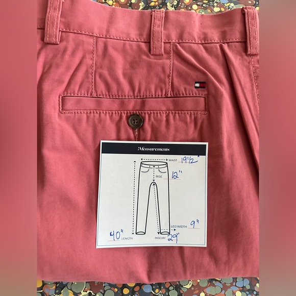 Tommy Hilfiger Mens Pink Straight Leg Chino Custom Fit Pants Sz 38x32 Worn Once - Picture 8 of 8